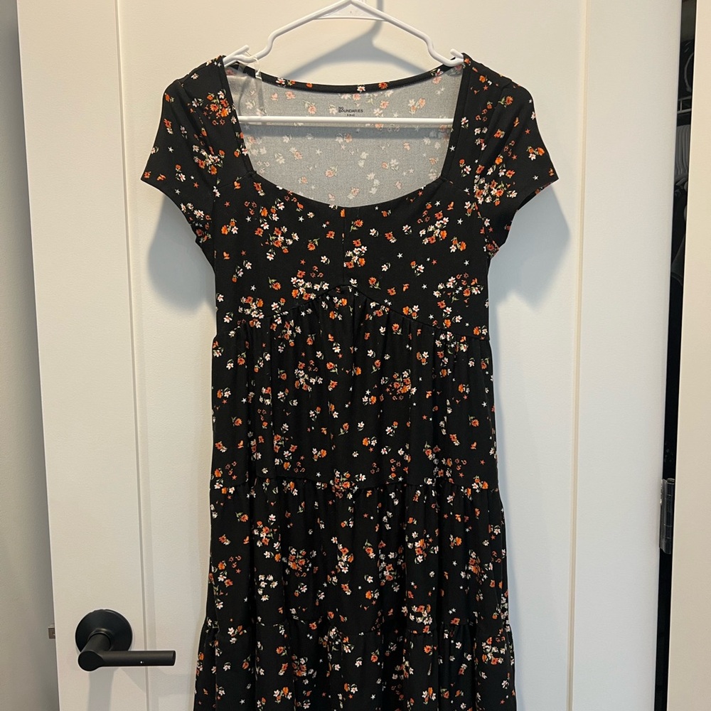 No Boundaries Black Floral Midi Dress
